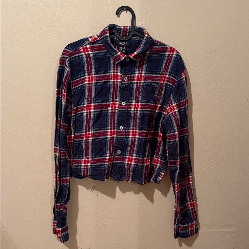 Vintage Forever 21 Red and Blue Plaid Shirt